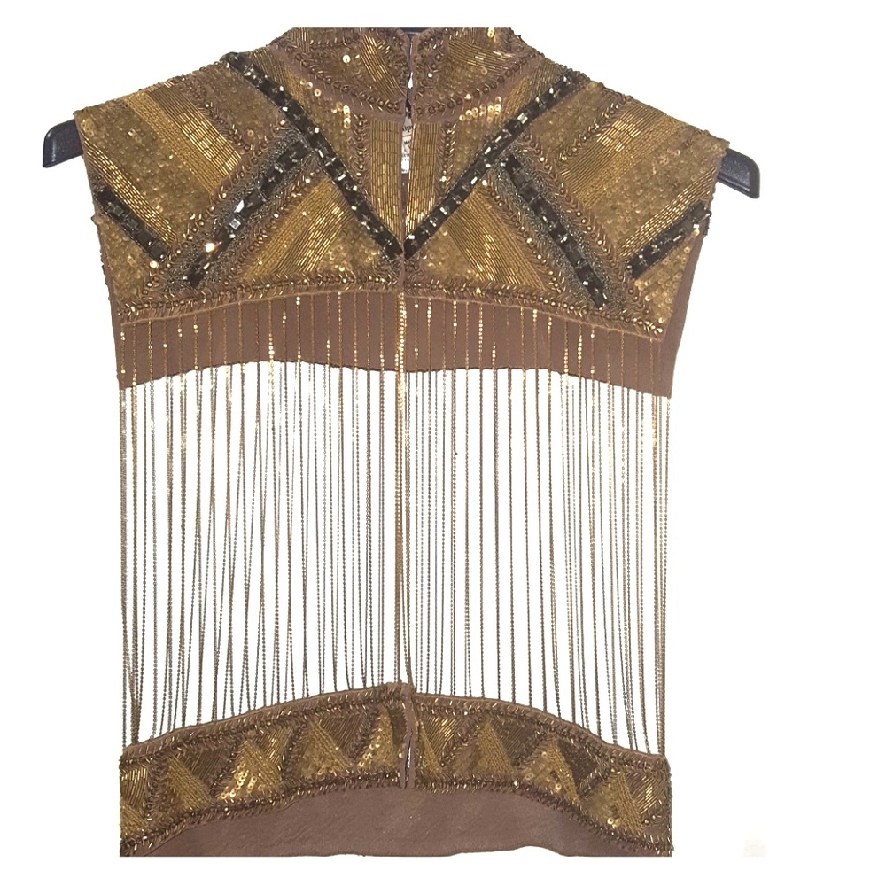 Bronze chain metal blouse